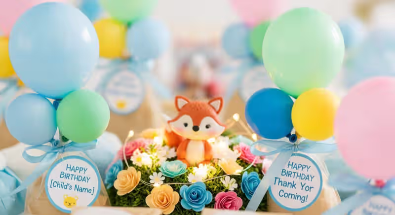 Centro de mesa con globos de animal para cumpleaños infantil temático en CDMX