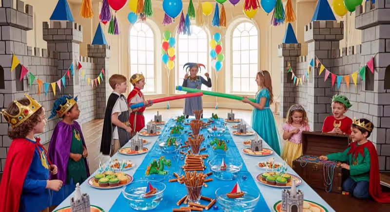 Fiesta de niñas en Toluca con castillo inflable de princesas y mesa de dulces coordinada en rosa y dorado