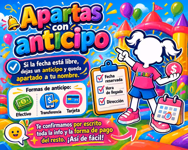 Anticipo para apartar fecha de inflable