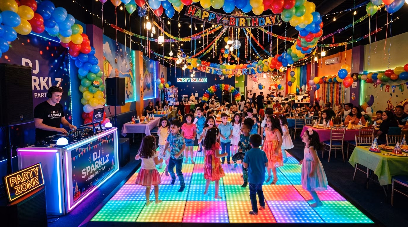 Pista de baile en salón de fiestas Kids Blue Pink CDMX